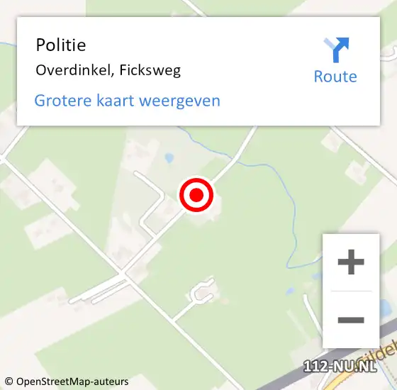 Locatie op kaart van de 112 melding: Politie Overdinkel, Ficksweg op 28 juni 2019 19:09