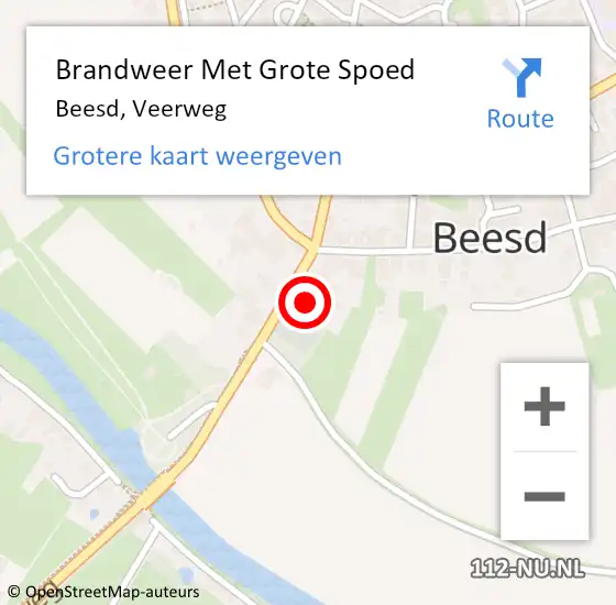 Locatie op kaart van de 112 melding: Brandweer Met Grote Spoed Naar Beesd, Veerweg op 5 april 2014 21:36