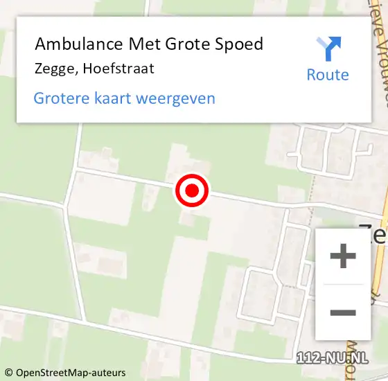 Locatie op kaart van de 112 melding: Ambulance Met Grote Spoed Naar Zegge, Hoefstraat op 28 juni 2019 20:16