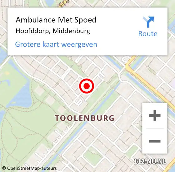 Locatie op kaart van de 112 melding: Ambulance Met Spoed Naar Hoofddorp, Middenburg op 28 juni 2019 20:24