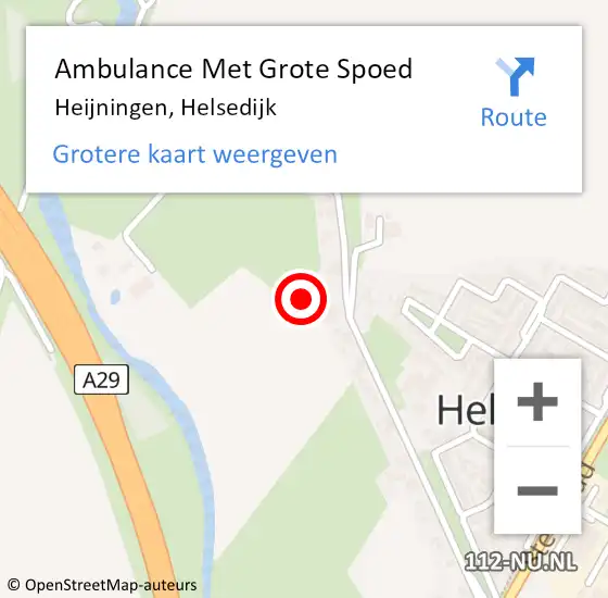 Locatie op kaart van de 112 melding: Ambulance Met Grote Spoed Naar Heijningen, Helsedijk op 27 september 2013 18:15