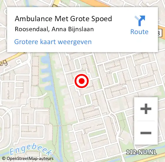 Locatie op kaart van de 112 melding: Ambulance Met Grote Spoed Naar Roosendaal, Anna Bijnslaan op 28 juni 2019 21:05