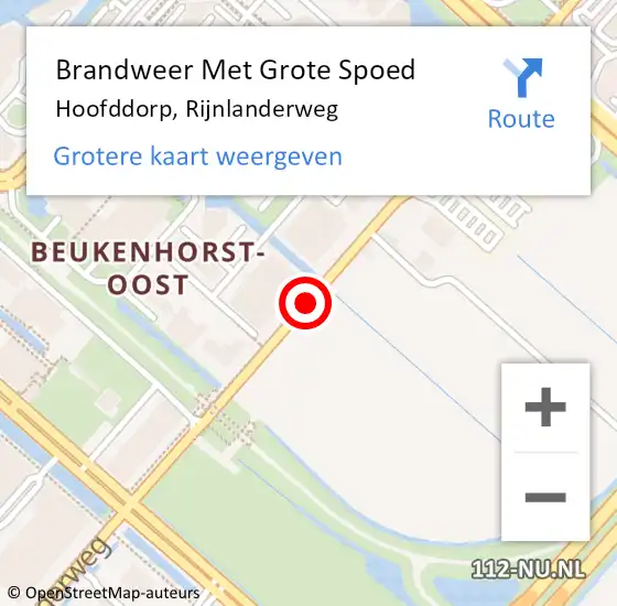 Locatie op kaart van de 112 melding: Brandweer Met Grote Spoed Naar Hoofddorp, Rijnlanderweg op 28 juni 2019 21:12