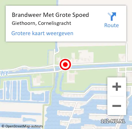 Locatie op kaart van de 112 melding: Brandweer Met Grote Spoed Naar Giethoorn, Cornelisgracht op 28 juni 2019 21:17