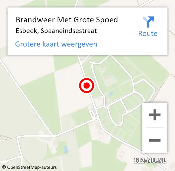 Locatie op kaart van de 112 melding: Brandweer Met Grote Spoed Naar Esbeek, Spaaneindsestraat op 28 juni 2019 22:21