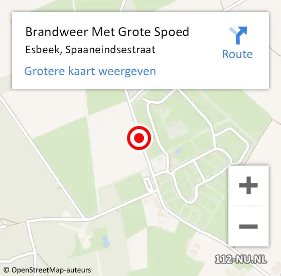 Locatie op kaart van de 112 melding: Brandweer Met Grote Spoed Naar Esbeek, Spaaneindsestraat op 28 juni 2019 22:27