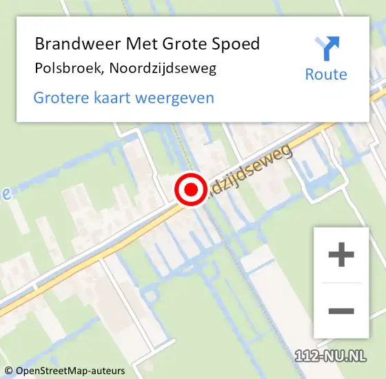 Locatie op kaart van de 112 melding: Brandweer Met Grote Spoed Naar Polsbroek, Noordzijdseweg op 28 juni 2019 22:33