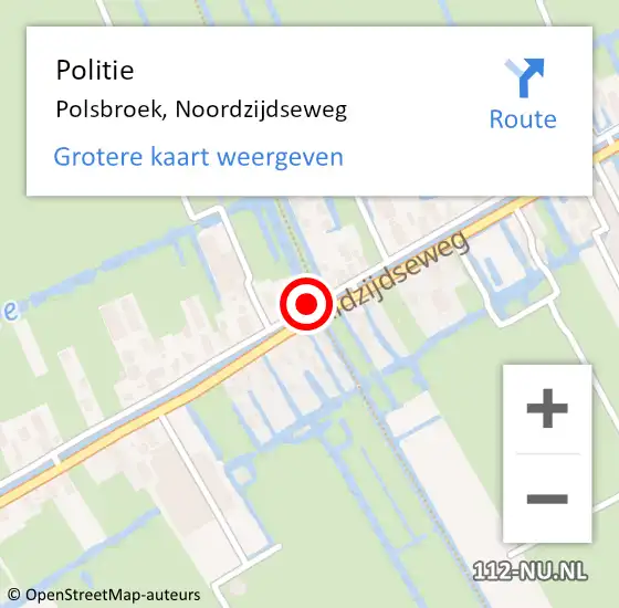 Locatie op kaart van de 112 melding: Politie Polsbroek, Noordzijdseweg op 28 juni 2019 22:34