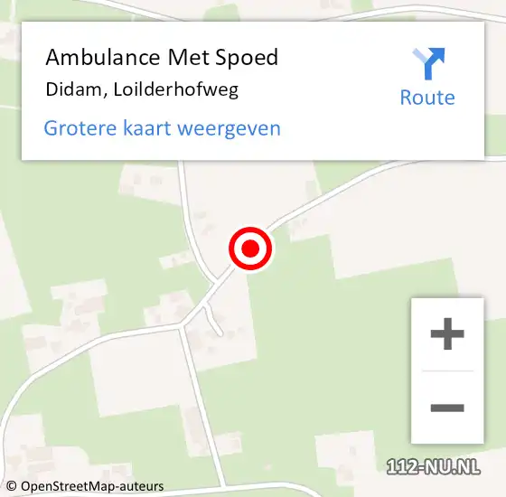 Locatie op kaart van de 112 melding: Ambulance Met Spoed Naar Didam, Loilderhofweg op 28 juni 2019 22:48