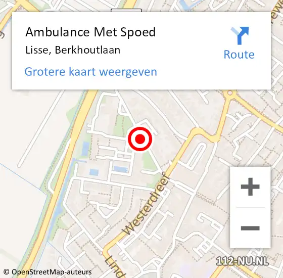 Locatie op kaart van de 112 melding: Ambulance Met Spoed Naar Lisse, Berkhoutlaan op 28 juni 2019 23:00