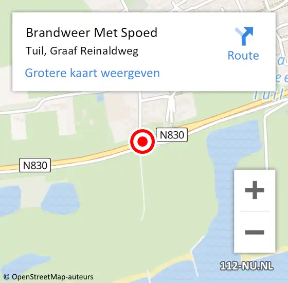 Locatie op kaart van de 112 melding: Brandweer Met Spoed Naar Tuil, Graaf Reinaldweg op 29 juni 2019 01:36