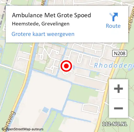 Locatie op kaart van de 112 melding: Ambulance Met Grote Spoed Naar Heemstede, Grevelingen op 29 juni 2019 02:38