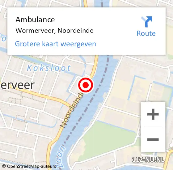 Locatie op kaart van de 112 melding: Ambulance Wormerveer, Noordeinde op 29 juni 2019 03:43