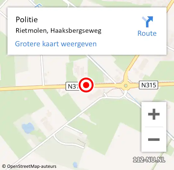 Locatie op kaart van de 112 melding: Politie Rietmolen, Haaksbergseweg op 29 juni 2019 05:17