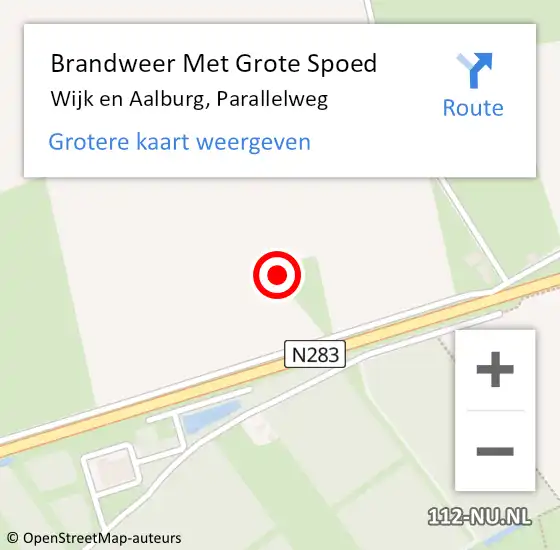 Locatie op kaart van de 112 melding: Brandweer Met Grote Spoed Naar Wijk en Aalburg, Parallelweg op 29 juni 2019 06:40