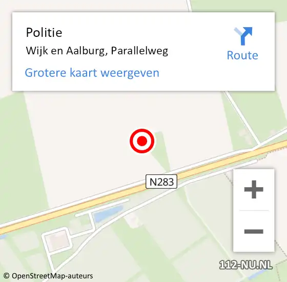 Locatie op kaart van de 112 melding: Politie Wijk en Aalburg, Parallelweg op 29 juni 2019 06:46