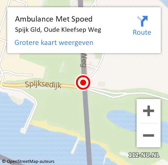 Locatie op kaart van de 112 melding: Ambulance Met Spoed Naar Spijk Gld, Oude Kleefsep Weg op 29 juni 2019 07:21