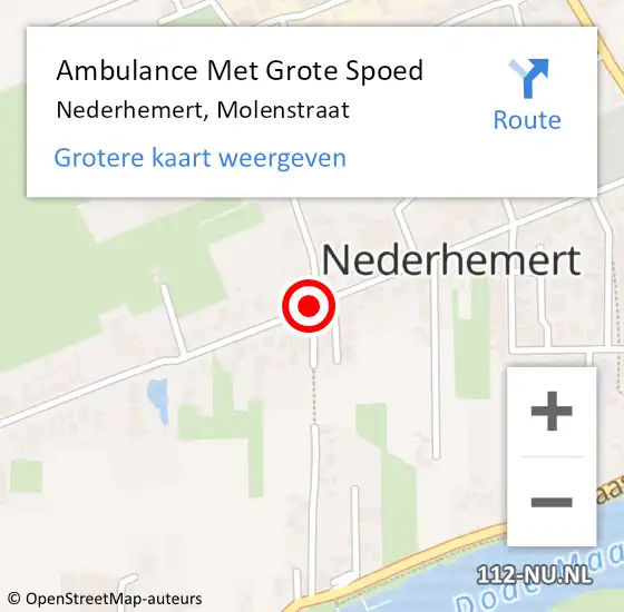 Locatie op kaart van de 112 melding: Ambulance Met Grote Spoed Naar Nederhemert, Molenstraat op 29 juni 2019 09:25
