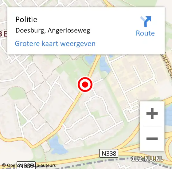 Locatie op kaart van de 112 melding: Politie Doesburg, Angerloseweg op 29 juni 2019 09:34