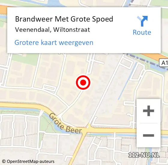 Locatie op kaart van de 112 melding: Brandweer Met Grote Spoed Naar Veenendaal, Wiltonstraat op 29 juni 2019 09:50