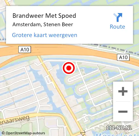 Locatie op kaart van de 112 melding: Brandweer Met Spoed Naar Amsterdam, Stenen Beer op 29 juni 2019 10:33