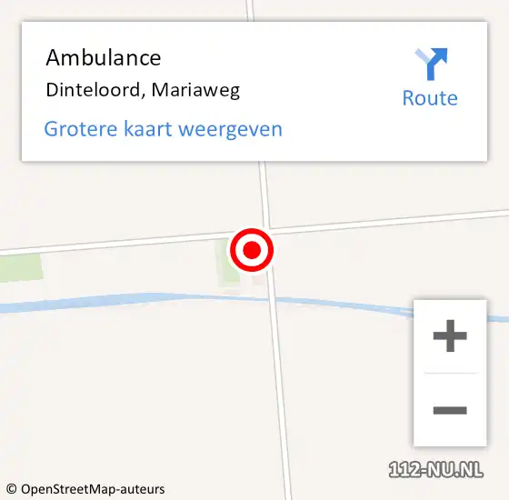 Locatie op kaart van de 112 melding: Ambulance Dinteloord, Mariaweg op 5 april 2014 22:53