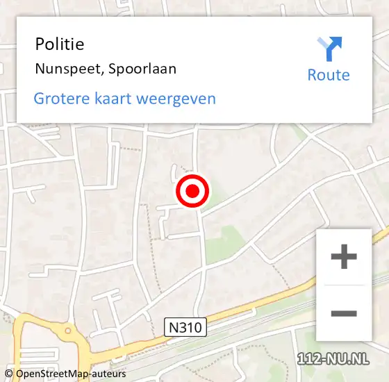 Locatie op kaart van de 112 melding: Politie Nunspeet, Spoorlaan op 29 juni 2019 11:12