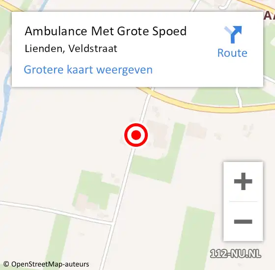 Locatie op kaart van de 112 melding: Ambulance Met Grote Spoed Naar Lienden, Veldstraat op 29 juni 2019 12:26