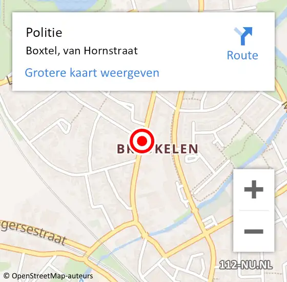 Locatie op kaart van de 112 melding: Politie Boxtel, van Hornstraat op 29 juni 2019 13:19