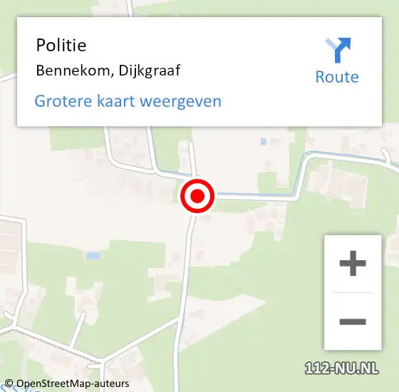 Locatie op kaart van de 112 melding: Politie Bennekom, Dijkgraaf op 29 juni 2019 14:38