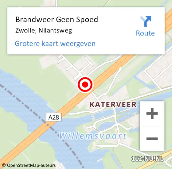 Locatie op kaart van de 112 melding: Brandweer Geen Spoed Naar Zwolle, Nilantsweg op 29 juni 2019 15:43