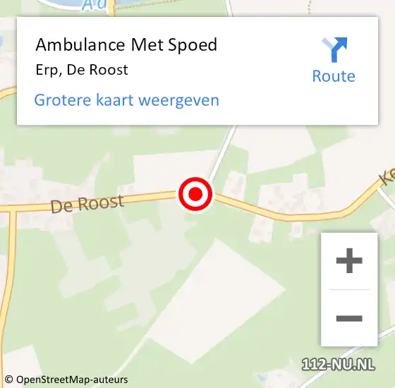 Locatie op kaart van de 112 melding: Ambulance Met Spoed Naar Erp, De Roost op 5 april 2014 23:42