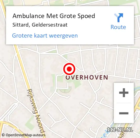 Locatie op kaart van de 112 melding: Ambulance Met Grote Spoed Naar Sittard, Geldersestraat op 5 april 2014 23:43