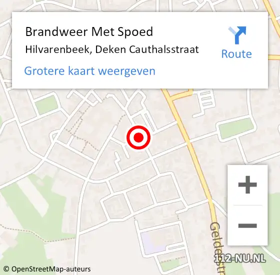 Locatie op kaart van de 112 melding: Brandweer Met Spoed Naar Hilvarenbeek, Deken Cauthalsstraat op 29 juni 2019 16:34