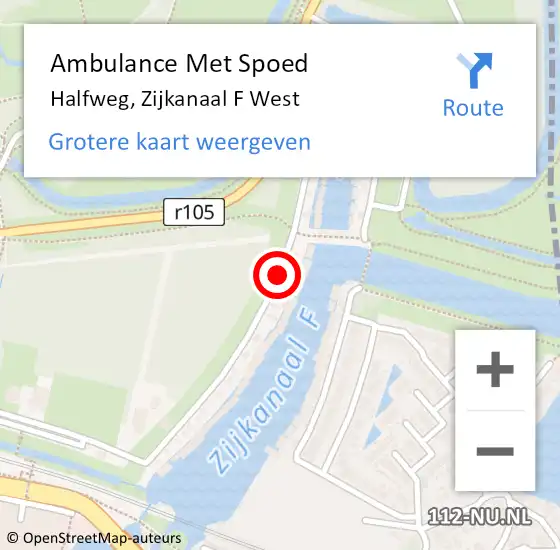 Locatie op kaart van de 112 melding: Ambulance Met Spoed Naar Halfweg, Zijkanaal F West op 29 juni 2019 16:46