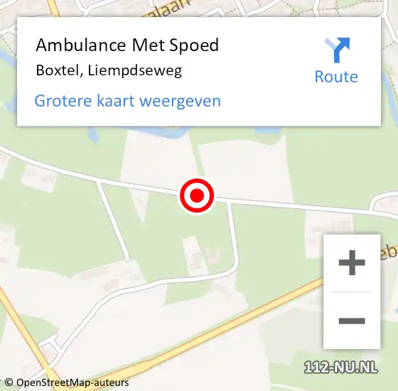 Locatie op kaart van de 112 melding: Ambulance Met Spoed Naar Boxtel, Liempdseweg op 29 juni 2019 16:49