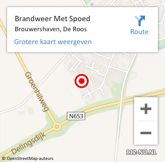 Locatie op kaart van de 112 melding: Brandweer Met Spoed Naar Brouwershaven, De Roos op 29 juni 2019 16:53