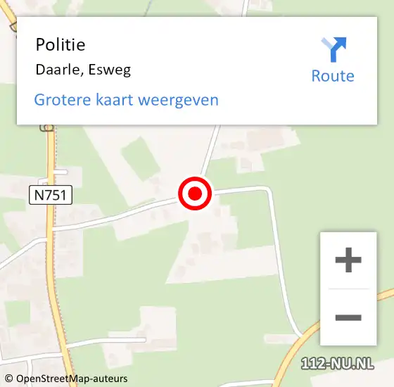Locatie op kaart van de 112 melding: Politie Daarle, Esweg op 29 juni 2019 17:07