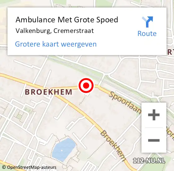 Locatie op kaart van de 112 melding: Ambulance Met Grote Spoed Naar Valkenburg, Cremerstraat op 5 april 2014 23:56