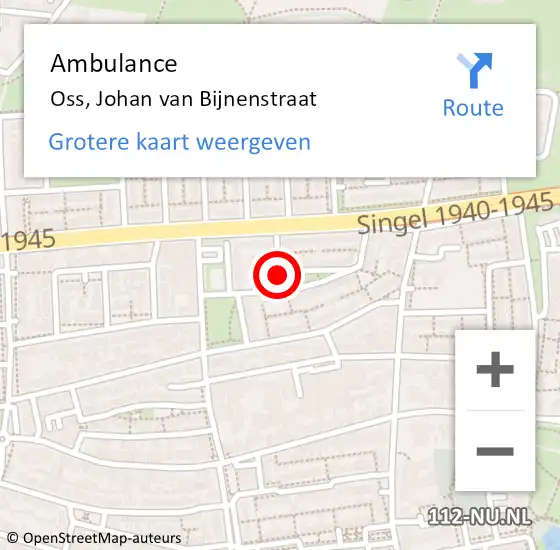 Locatie op kaart van de 112 melding: Ambulance Oss, Johan van Bijnenstraat op 29 juni 2019 17:36