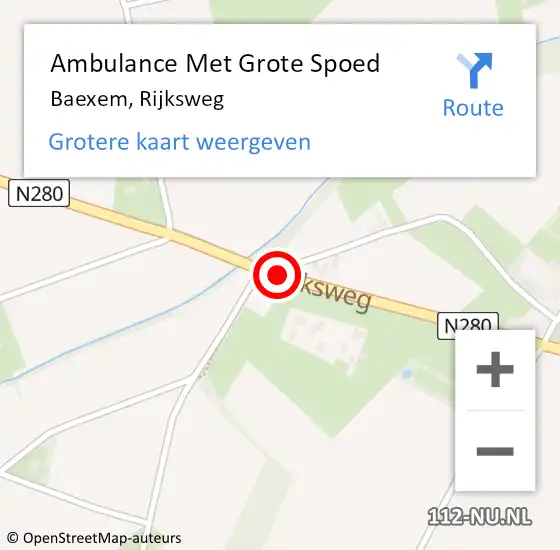 Locatie op kaart van de 112 melding: Ambulance Met Grote Spoed Naar Baexem, Rijksweg op 6 april 2014 00:04