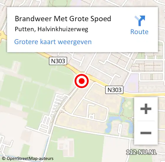 Locatie op kaart van de 112 melding: Brandweer Met Grote Spoed Naar Putten, Halvinkhuizerweg op 29 juni 2019 17:49