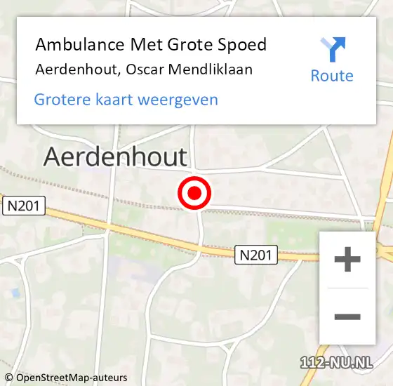 Locatie op kaart van de 112 melding: Ambulance Met Grote Spoed Naar Aerdenhout, Oscar Mendliklaan op 29 juni 2019 18:29