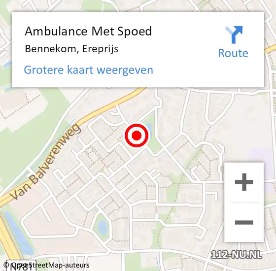 Locatie op kaart van de 112 melding: Ambulance Met Spoed Naar Bennekom, Ereprijs op 29 juni 2019 18:50