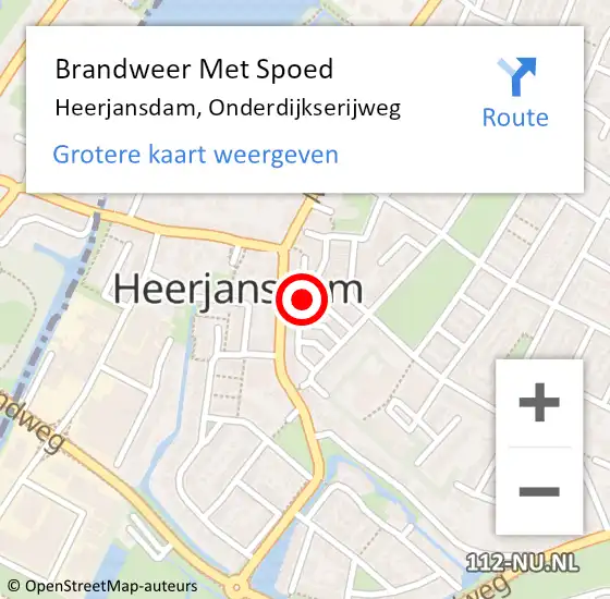 Locatie op kaart van de 112 melding: Brandweer Met Spoed Naar Heerjansdam, Onderdijkserijweg op 29 juni 2019 19:09