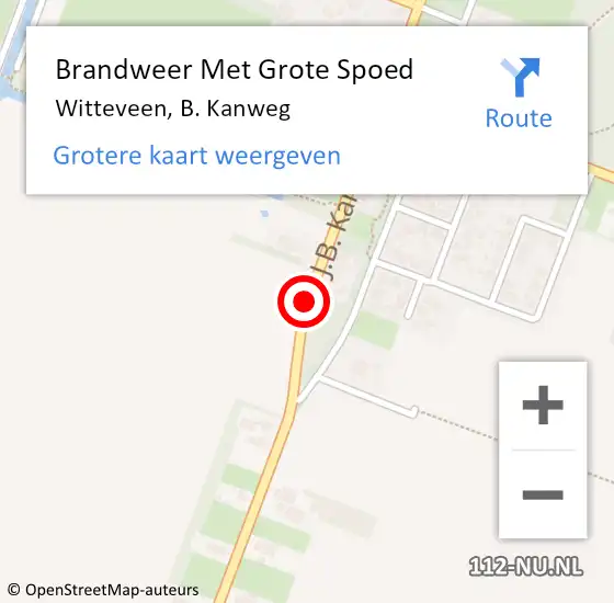 Locatie op kaart van de 112 melding: Brandweer Met Grote Spoed Naar Witteveen, B. Kanweg op 29 juni 2019 19:11