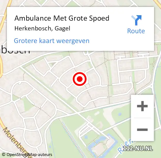 Locatie op kaart van de 112 melding: Ambulance Met Grote Spoed Naar Herkenbosch, Gagel op 29 juni 2019 19:20