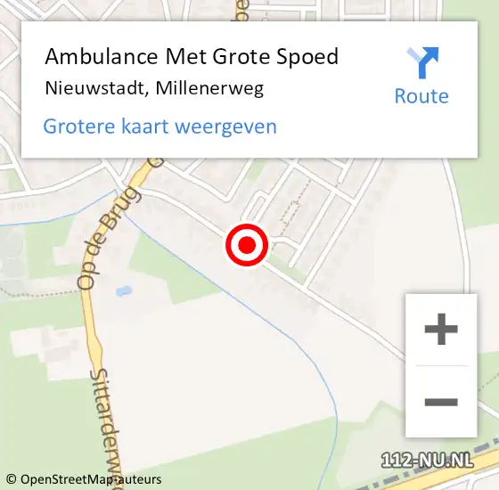 Locatie op kaart van de 112 melding: Ambulance Met Grote Spoed Naar Nieuwstadt, Millenerweg op 6 april 2014 00:17