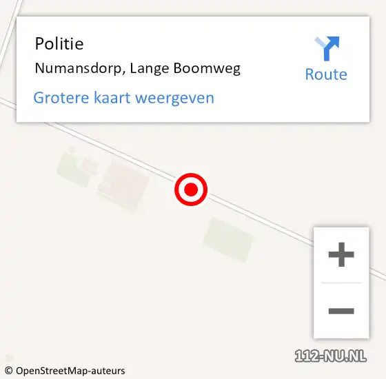 Locatie op kaart van de 112 melding: Politie Numansdorp, Lange Boomweg op 29 juni 2019 19:37