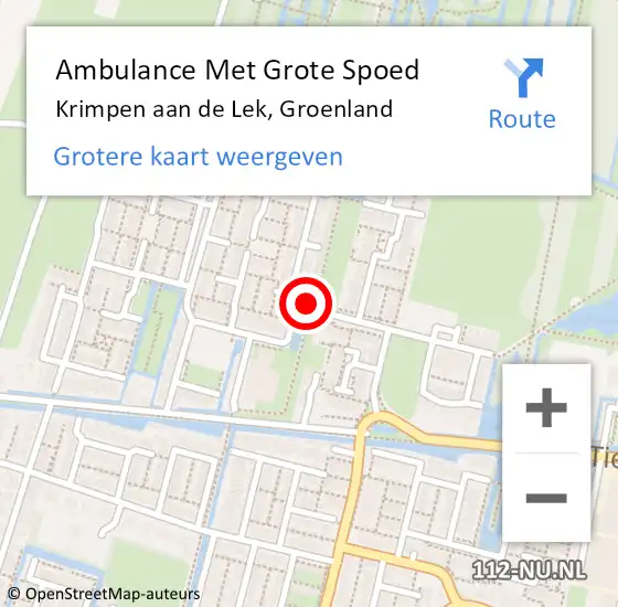Locatie op kaart van de 112 melding: Ambulance Met Grote Spoed Naar Krimpen aan de Lek, Groenland op 29 juni 2019 20:11